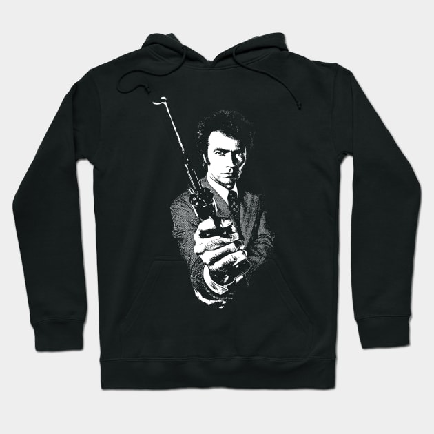 Dirty Harry White Stencil Hoodie by JorgeHigginsDesigns